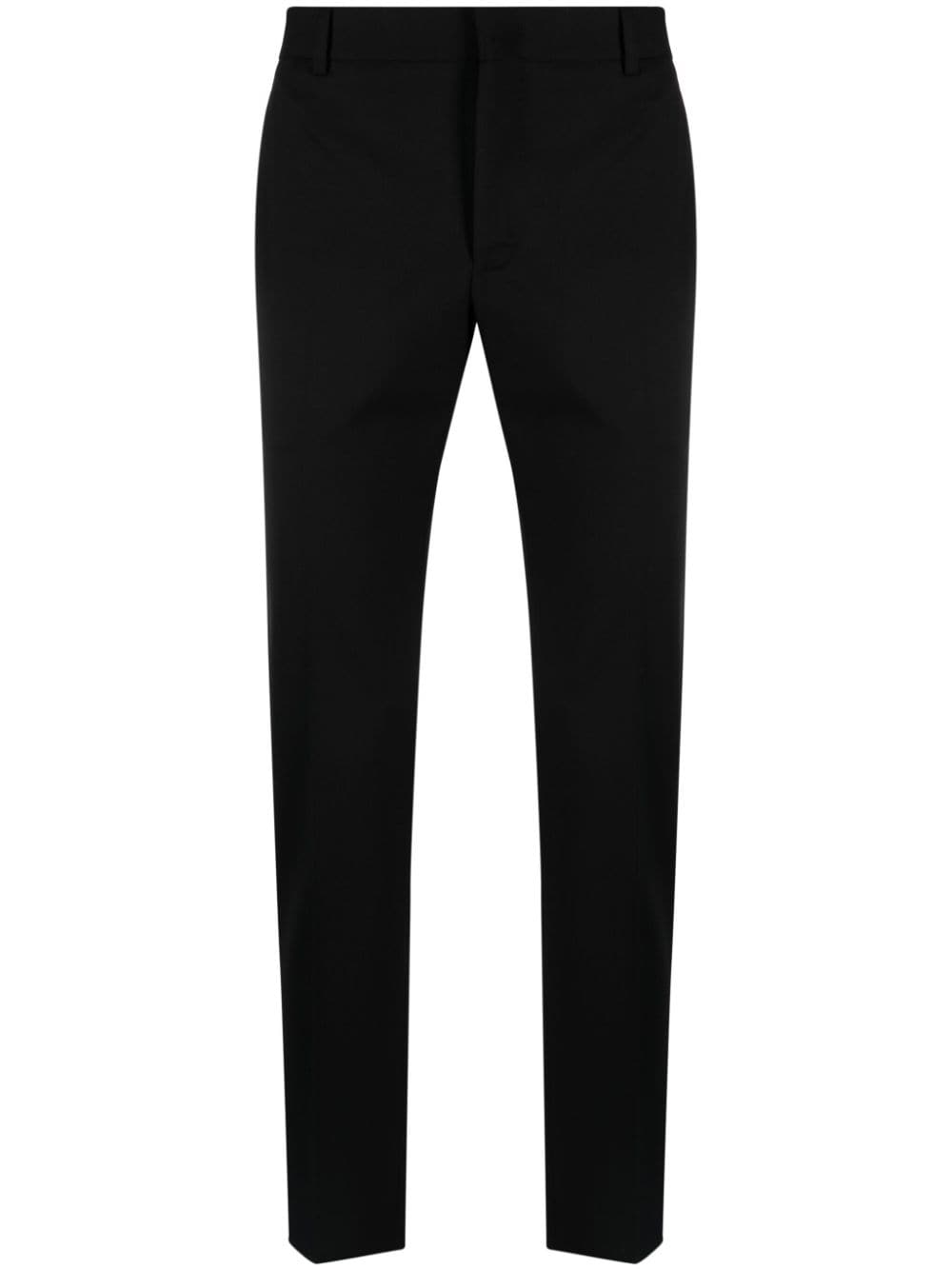 Shop Pt Torino Mid-rise Slim-cut Trousers In Black