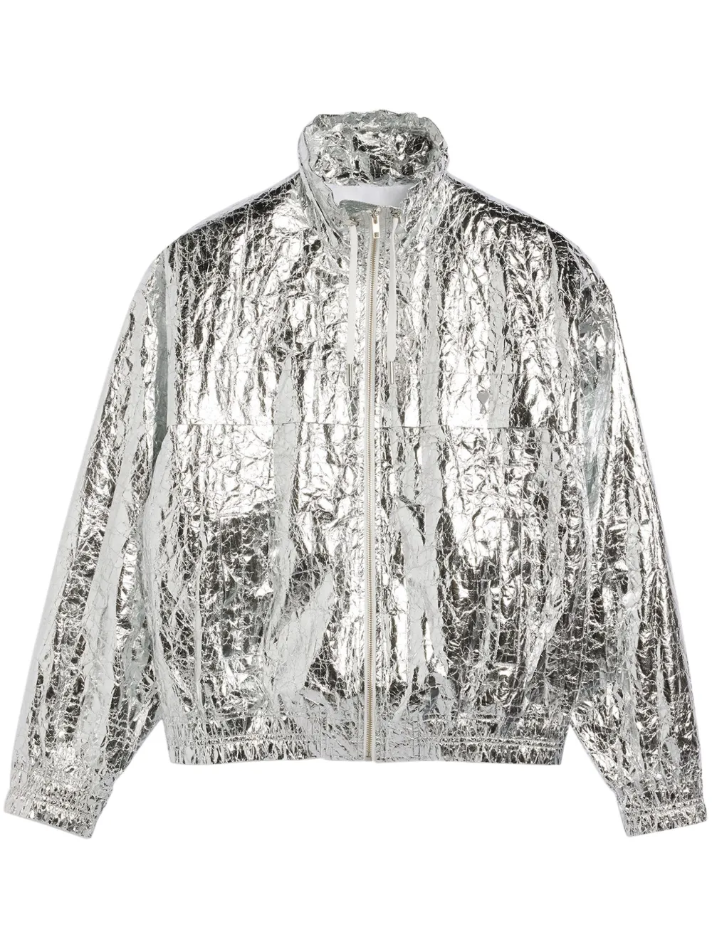 AMI Paris Metallic jack met rits en logo Zilver