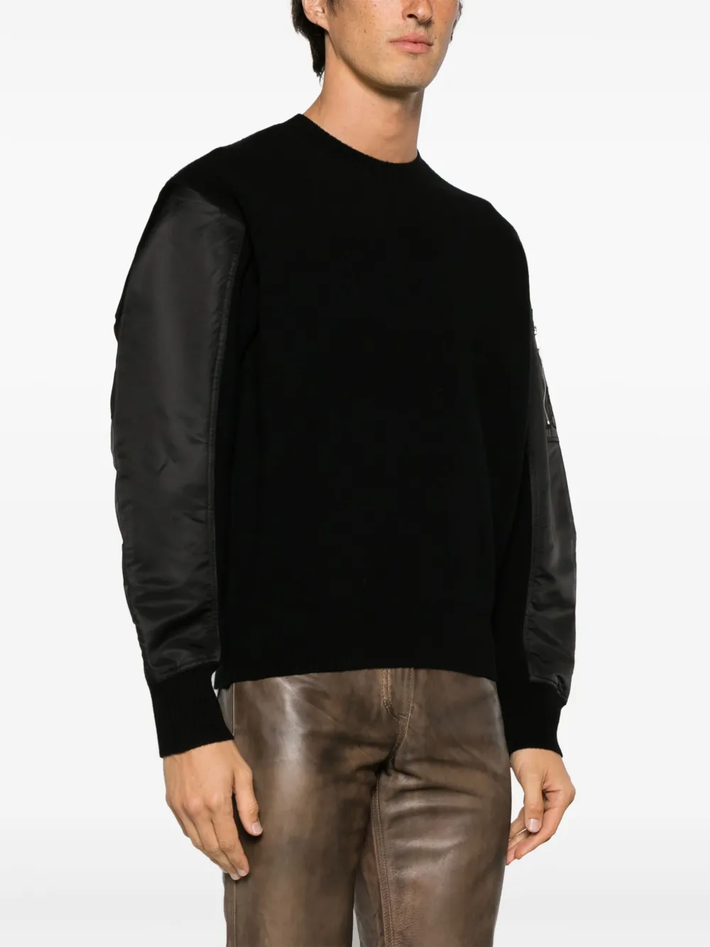 Neil Barrett Panelled Fine-knit Wool Jumper In Black
