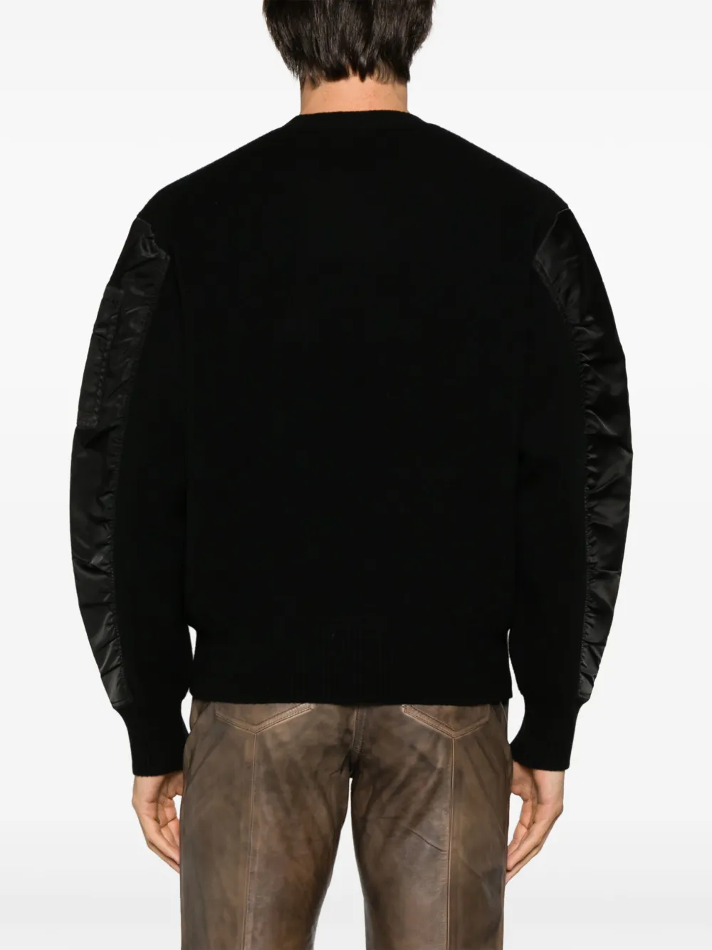 Neil Barrett Panelled Fine-knit Wool Jumper In Black
