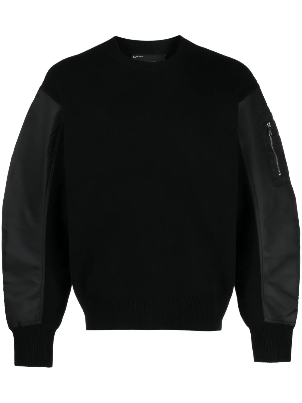 Neil Barrett Panelled Fine-knit Wool Jumper In Black