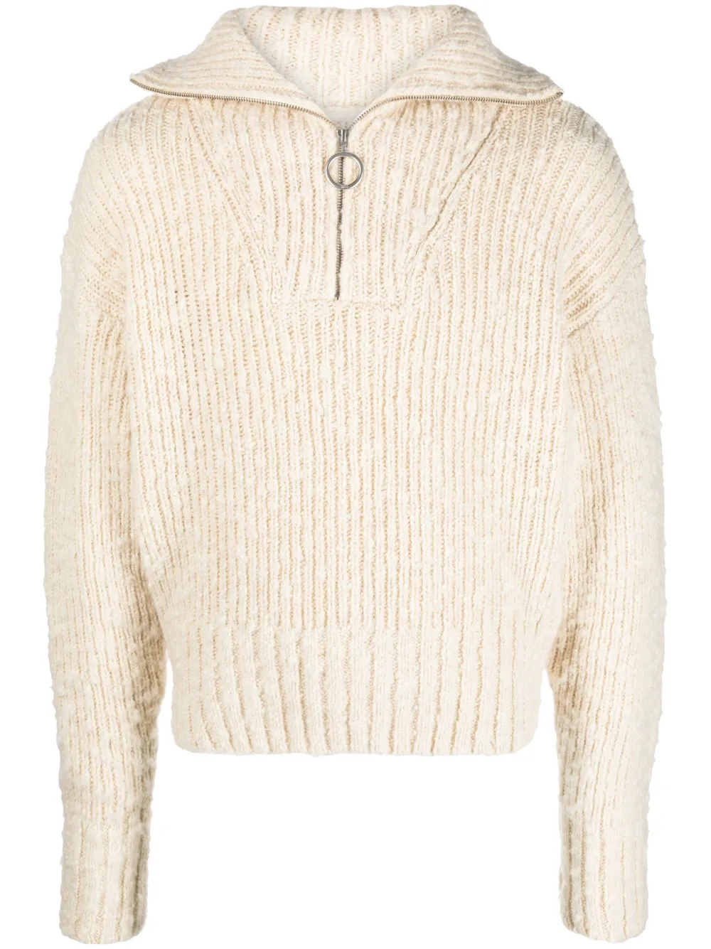 AMI ALEXANDRE MATTIUSSI HALF-ZIP RIBBED KNIT JUMPER