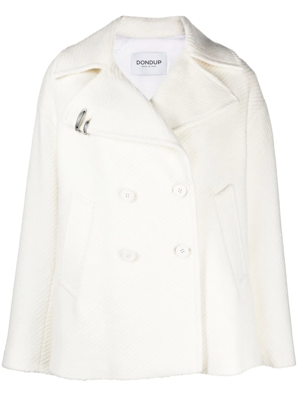 ring-embellished fine-ribbed coat