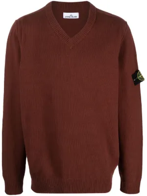 Stone Island Compass badge V neck Jumper Farfetch