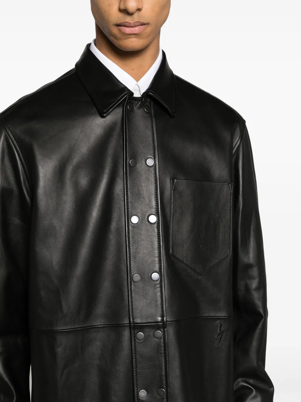 Neil Barrett Spread-collar Leather Jacket In Black