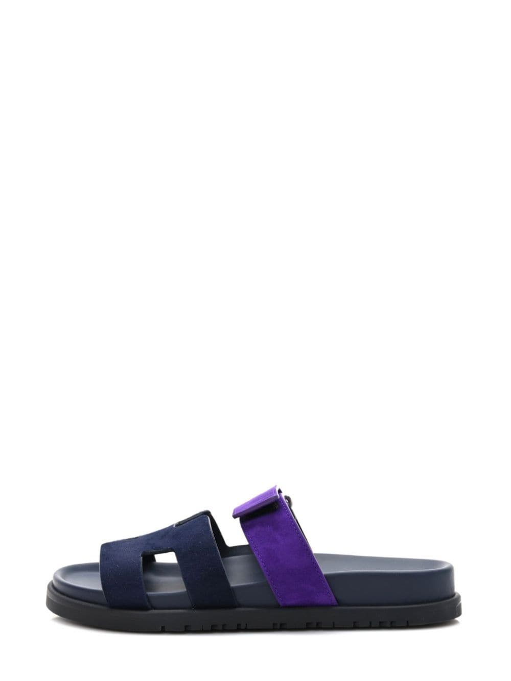Pre-owned Hermes  Chypre Suede Sandals In Purple