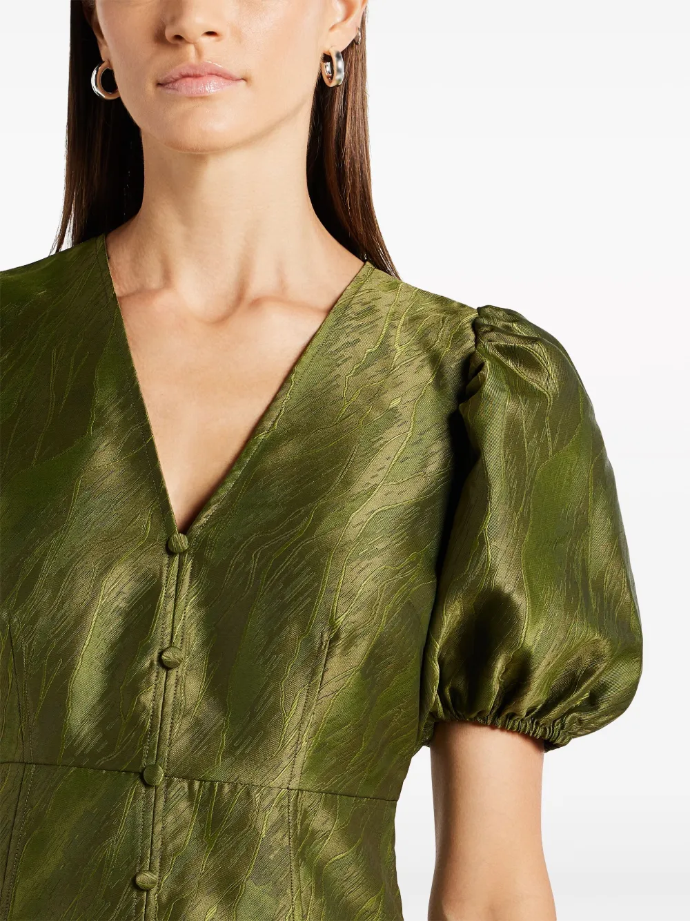 Ganni Jacquard Midi Dress Shiny Check Jacquard Midi Dress