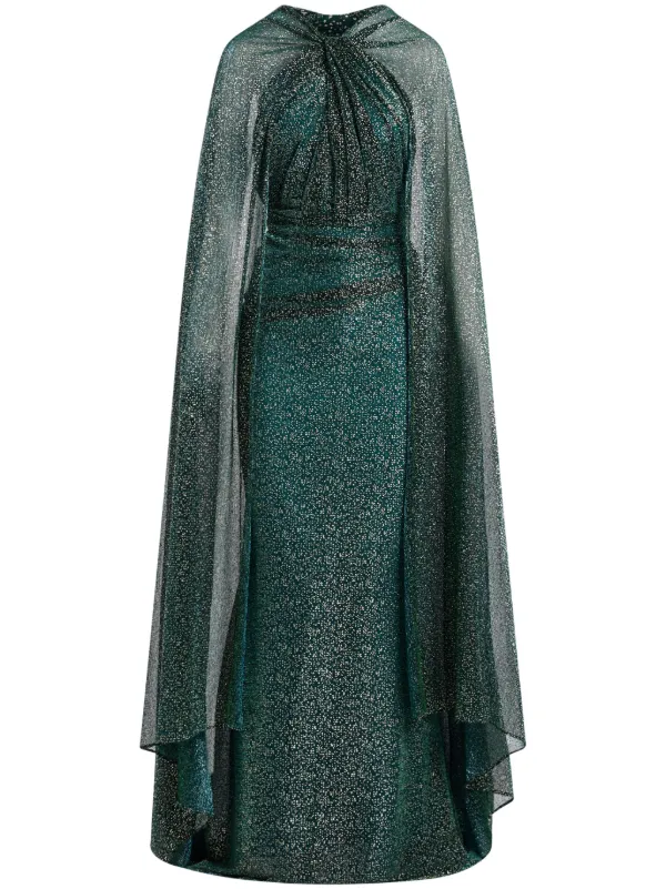 Talbot Runhof Cape Rhinestone-embellished Gown - Green