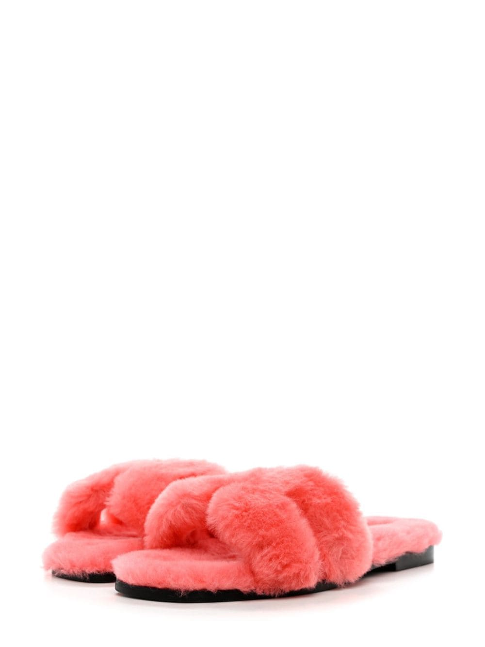 Pre-owned Hermes  Oran Shearling Sandals In Pink