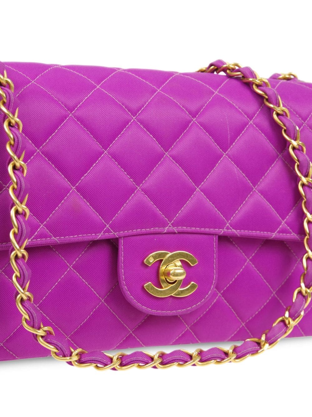 Pre-owned Chanel 1995 Medium Classic Flap Shoulder Bag In Purple