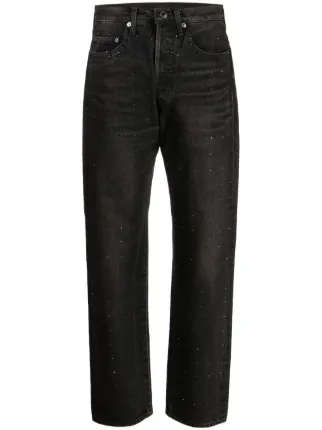 Wide-leg rhinestone jeans black / gray For Women | Sandro Paris