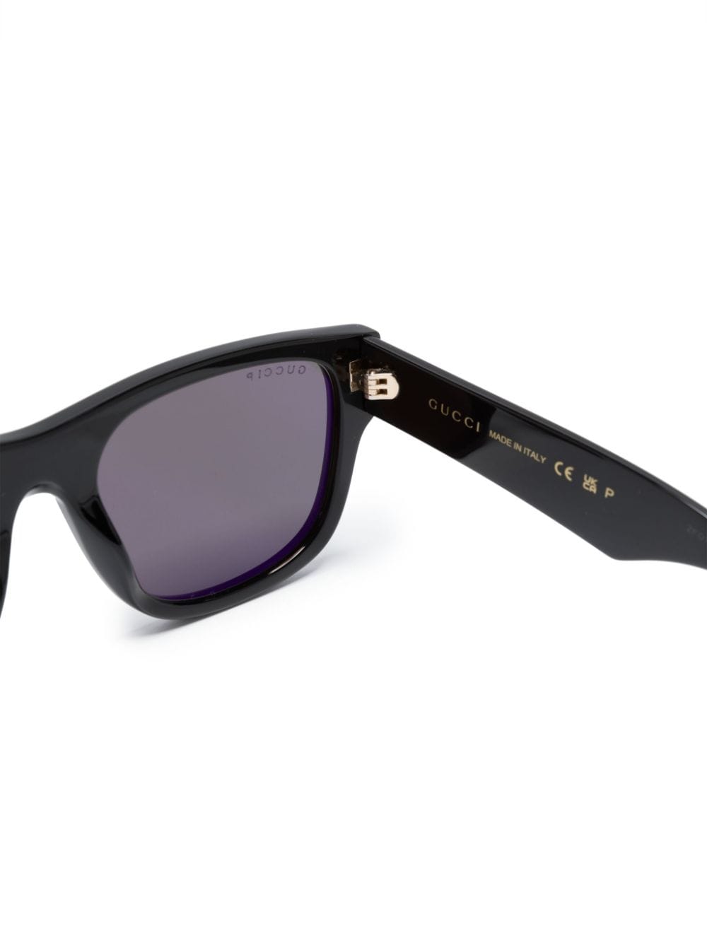 Shop Gucci Logo-lettering Square-frame Sunglasses In Black