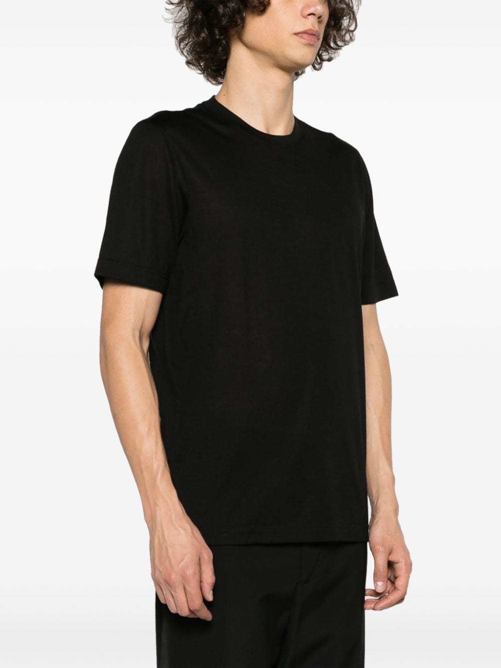 Shop D4.0 Slub-texture Virgin Wool T-shirt In Black