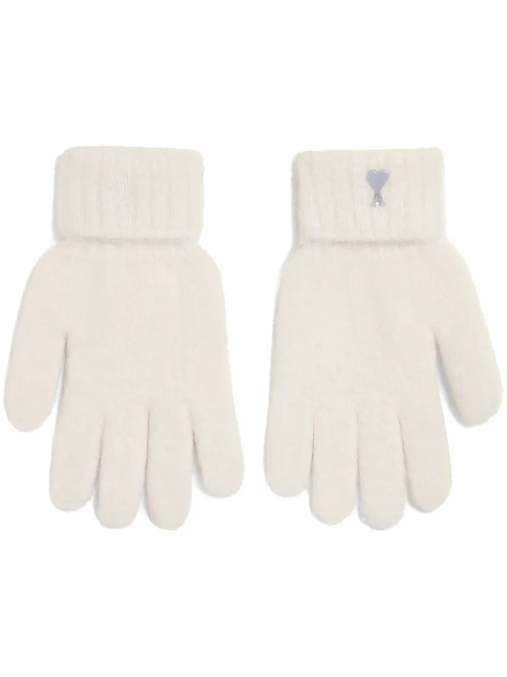 Ami Alexandre Mattiussi Ami De Coeur Knit Gloves In White