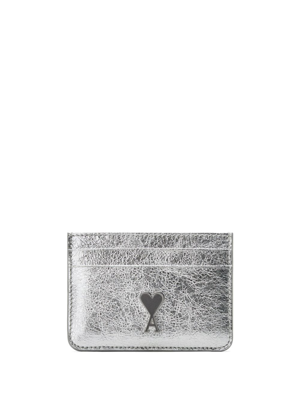 Ami Alexandre Mattiussi Ami De Coeur Metallic Cardholder In Silver