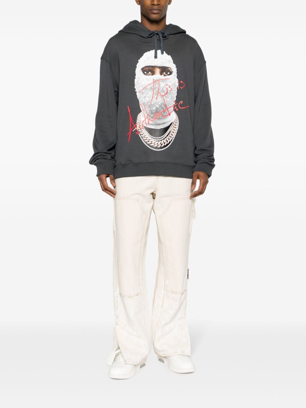 Shop Ih Nom Uh Nit Mask Authentic Graphic-print Hoodie In Grey