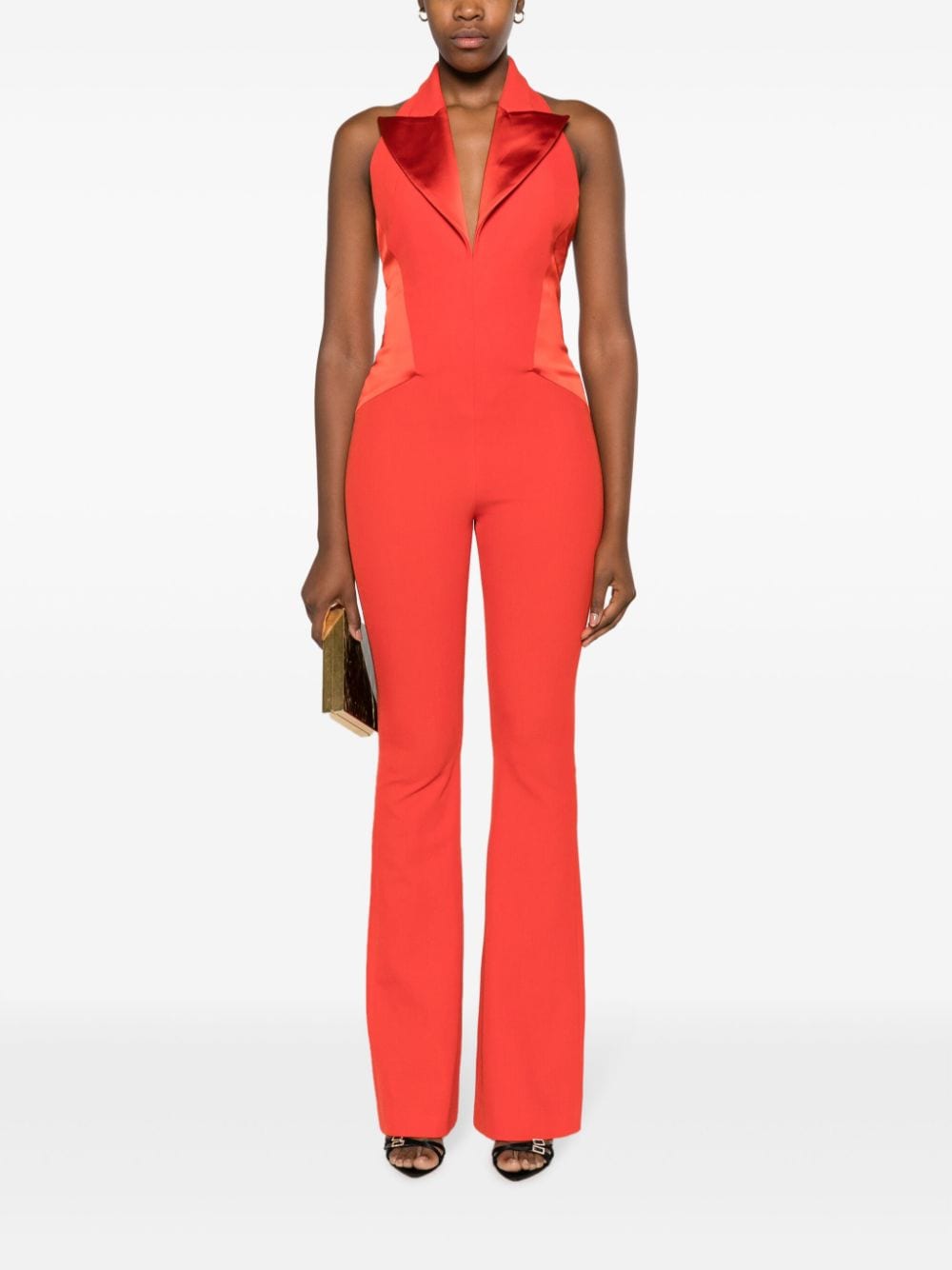 Genny panelled tailored halterneck jumpsuit - Rood