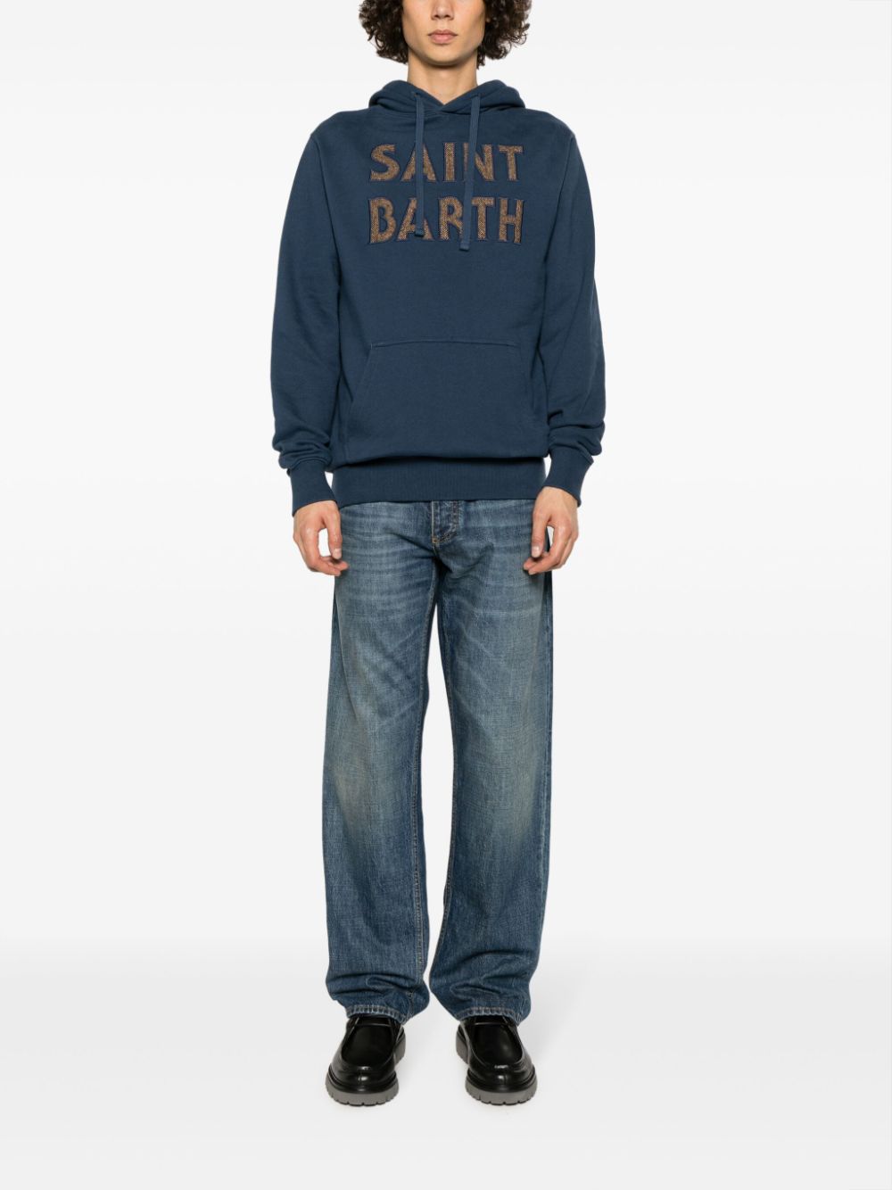 MC2 Saint Barth Tribeca logo-embroidered hoodie - Blauw