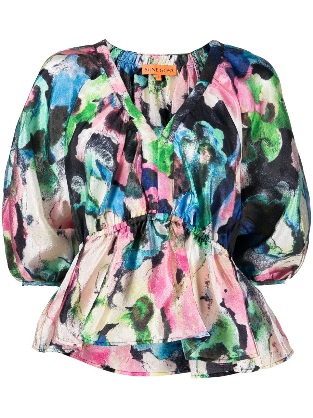 Stine Goya Robin Floral-pattern Peplum Blouse In Multicolour