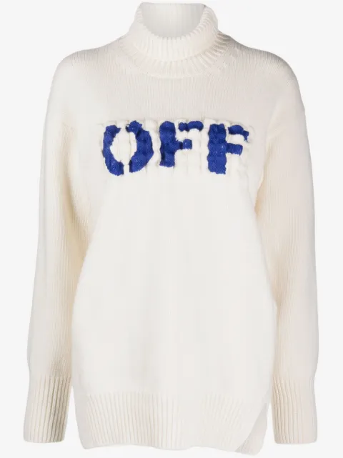 Off-White Boiled Logo-appliqué wool jumper
