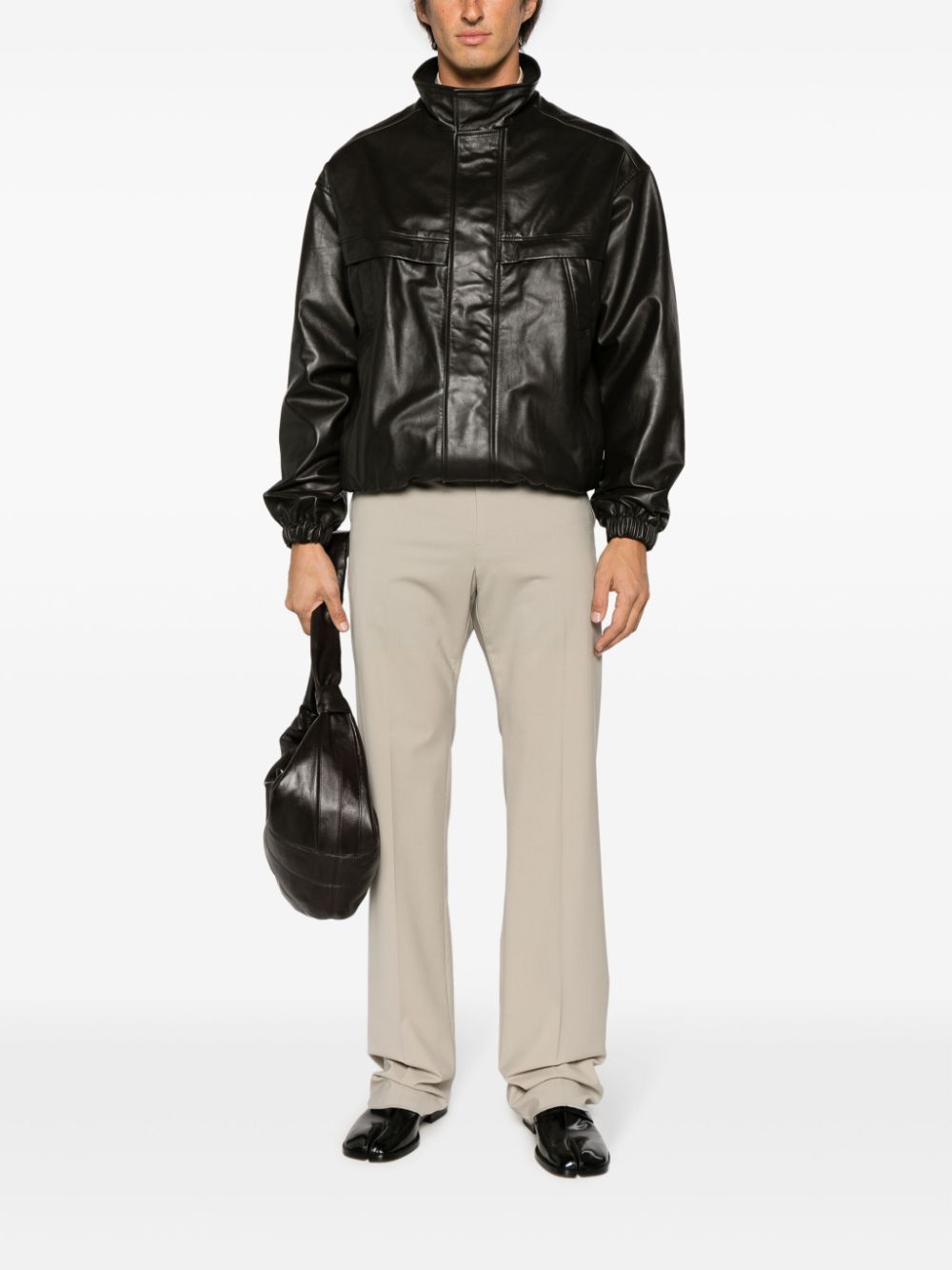 Lemaire boxy-fit leather blouson - Bruin