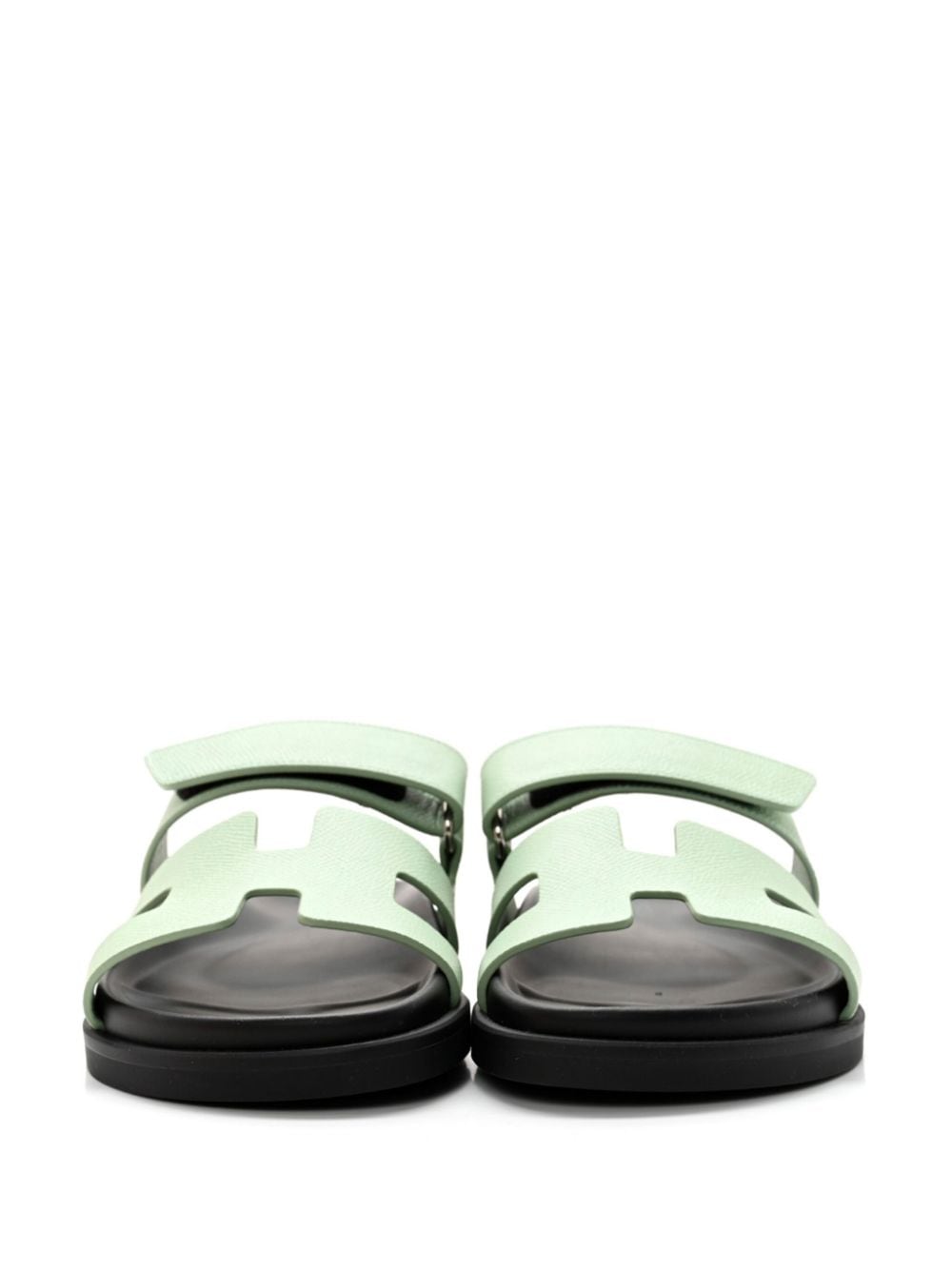 Pre-owned Hermes  Chypre Leather Sandals In Green