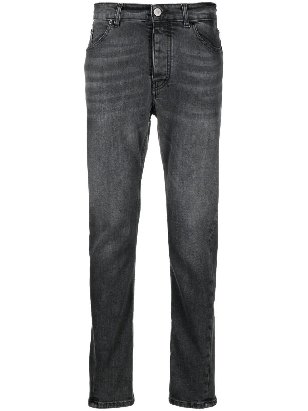 Pmd Raised-logo Washed-denim Jeans In Grey