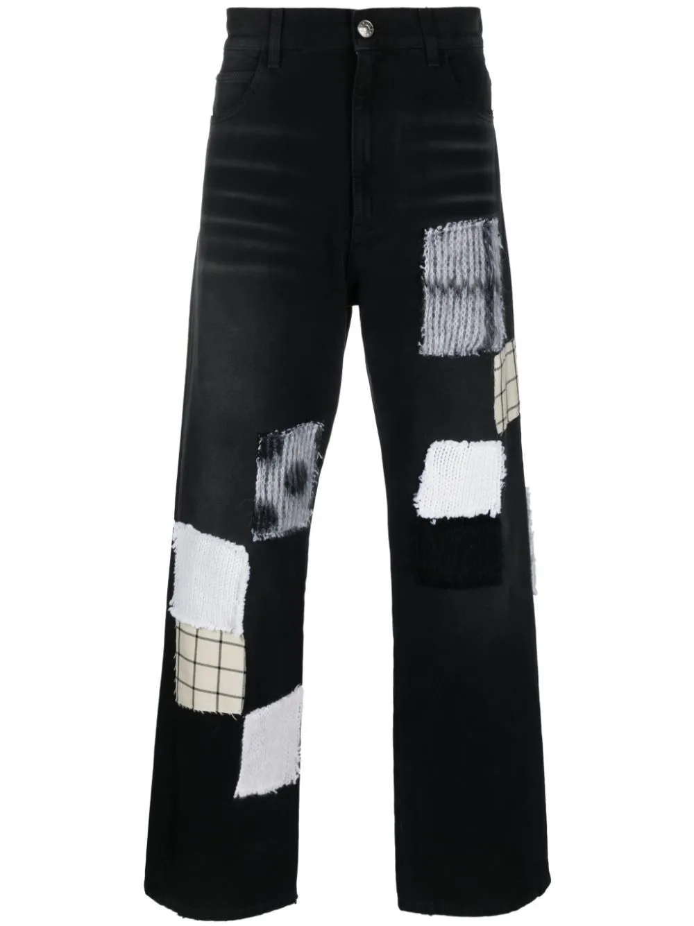 Marni Patchwork Denim Jeans In Black