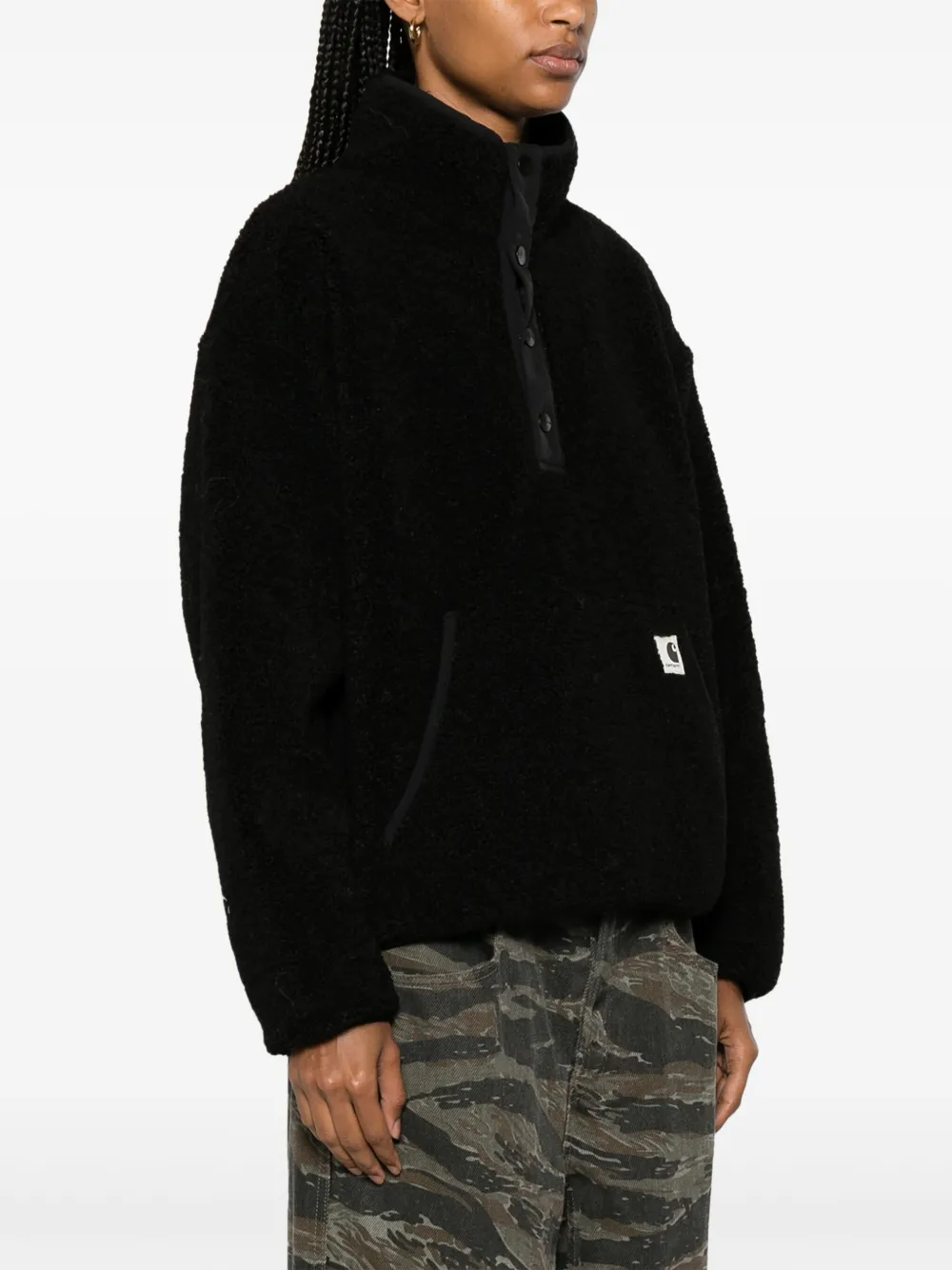 Carhartt WIP Elliot fleece sweater met logo-patch Zwart