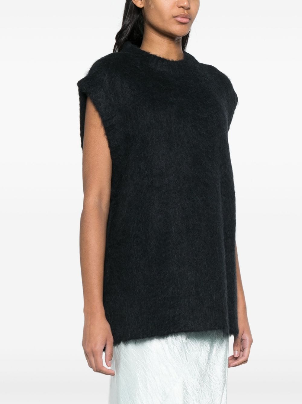 Shop Uma Wang Brushed-effect Knitted Vest In Black