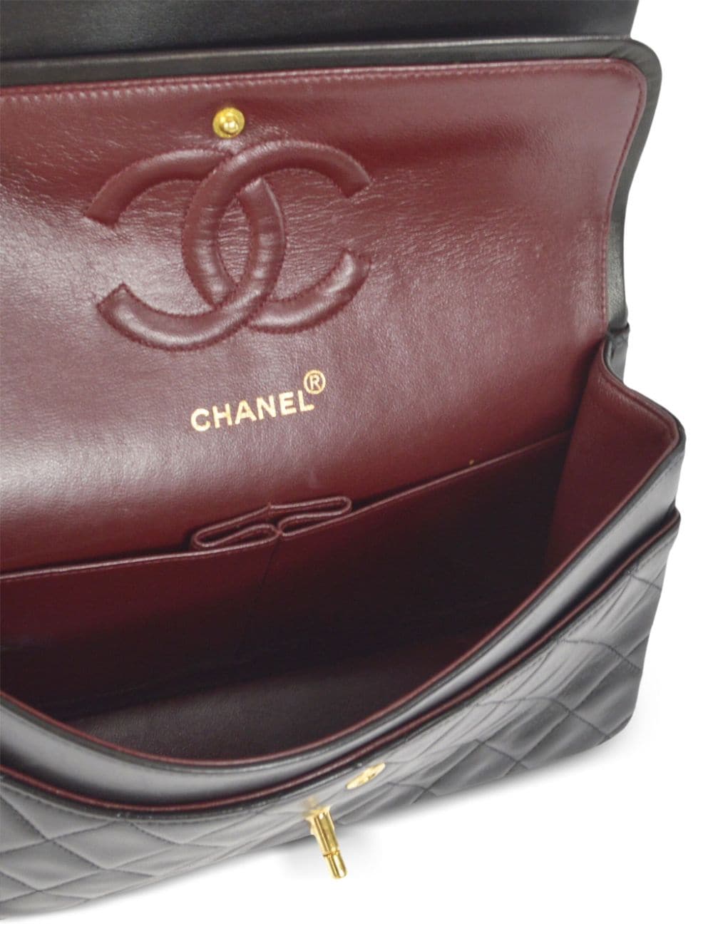 Pre-owned Chanel 1998 Medium Double Flap Shoulder Bag In Black