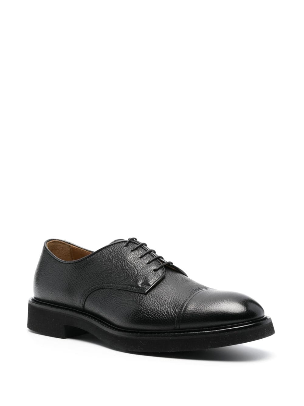 Shop Doucal's Round-toe Leather Lace-up Shoes In Black