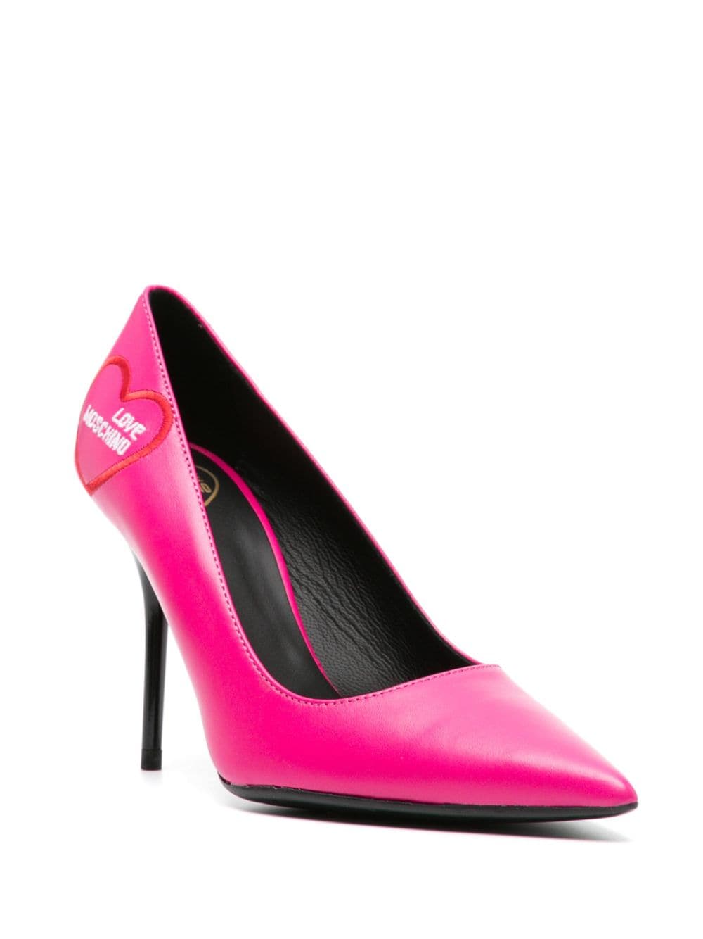 Love Moschino 100mm logo-embroidered leather pumps - Roze