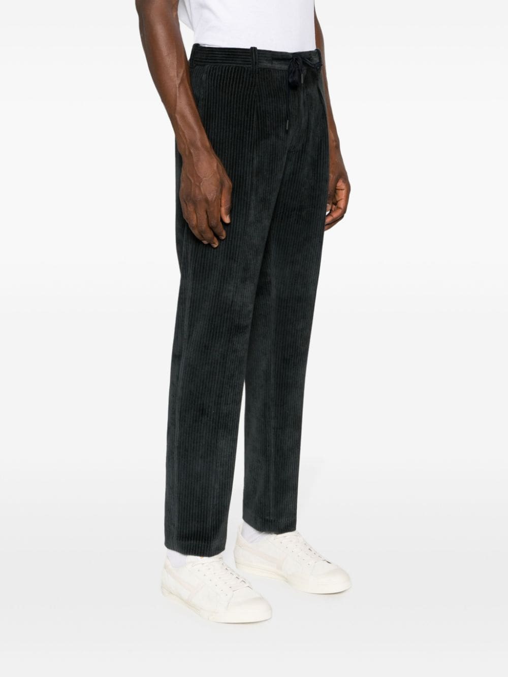 Shop Circolo 1901 Pleated Drawstring Corduroy Trousers In Blue