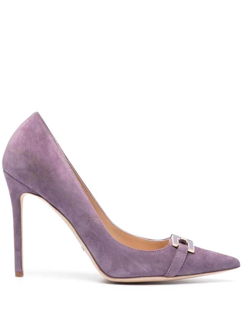 Shop Elisabetta Franchi Franchi 110mm Logo-plaque Pumps In Purple