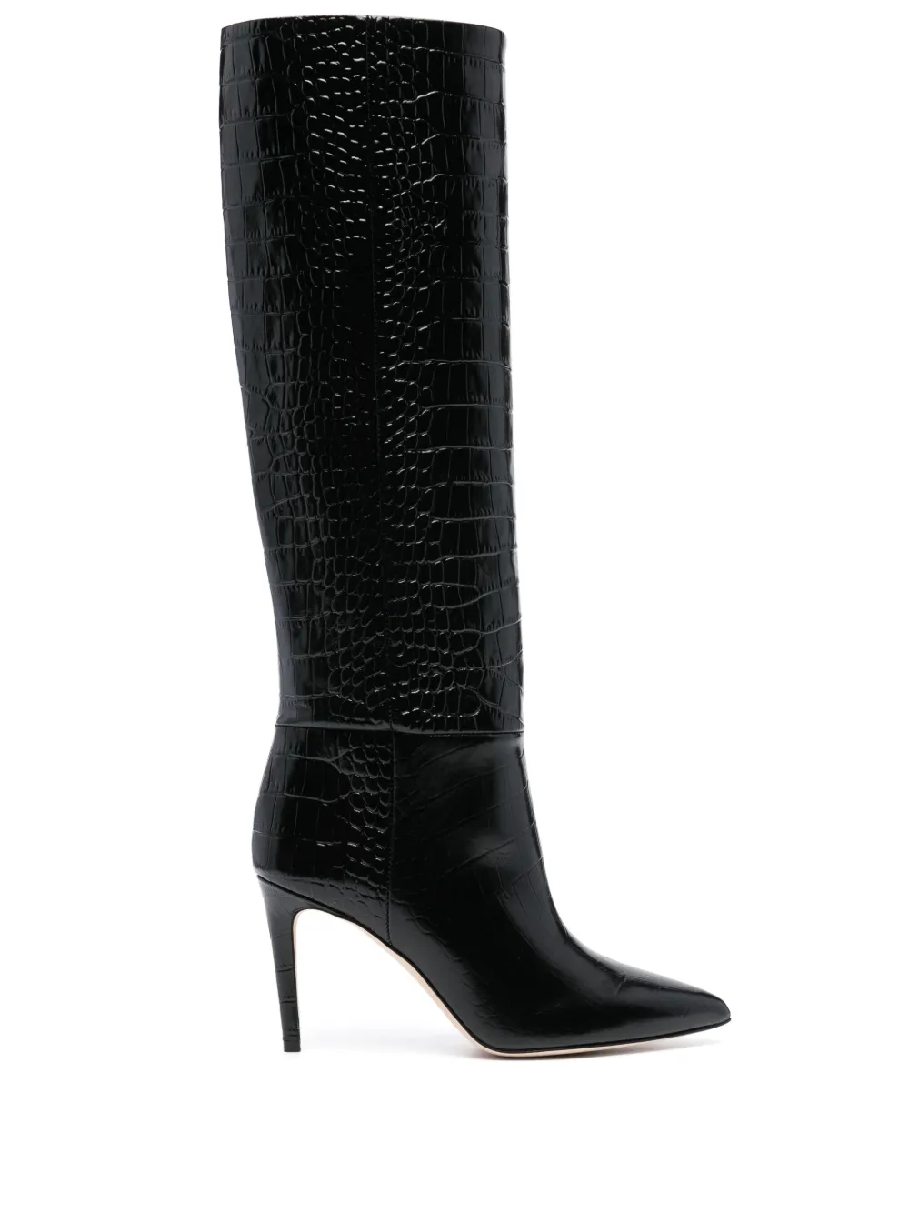 Paris Texas Coco 95mm crocodile-effect boots Black