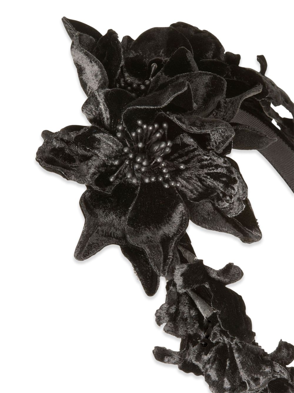 Jennifer Behr Claudia floral-appliqué silk headband - Zwart