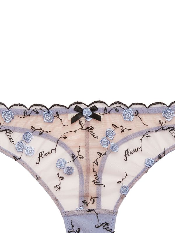 Fleur Du Mal Rose And Vine Embroidered Sheer Thong - Farfetch