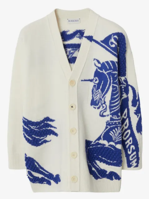 Burberry Kids Equestrian Knight intarsia-knit cardigan
