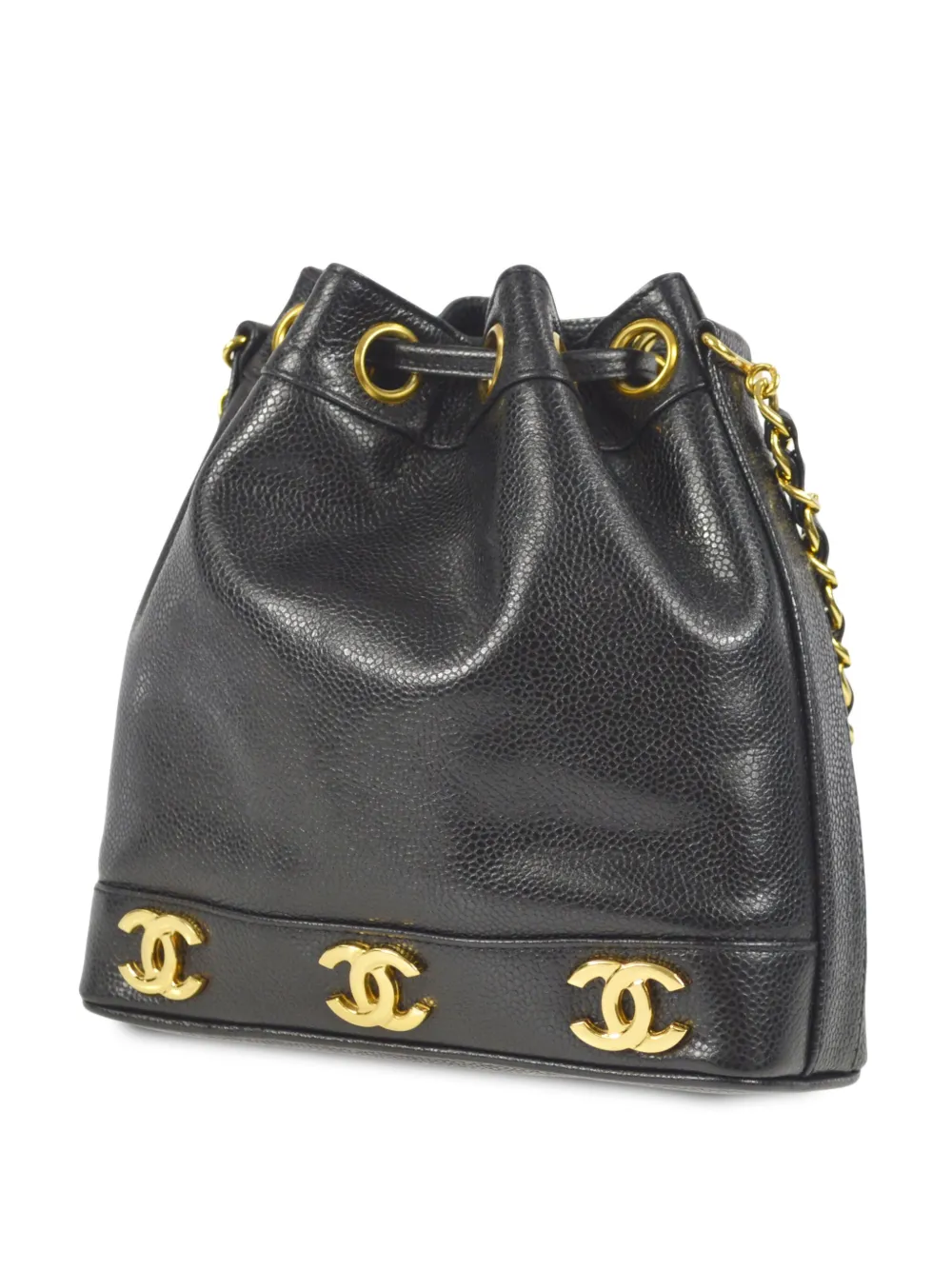 CHANEL Pre-Owned 1995 Triple CC bucket-tas - Zwart