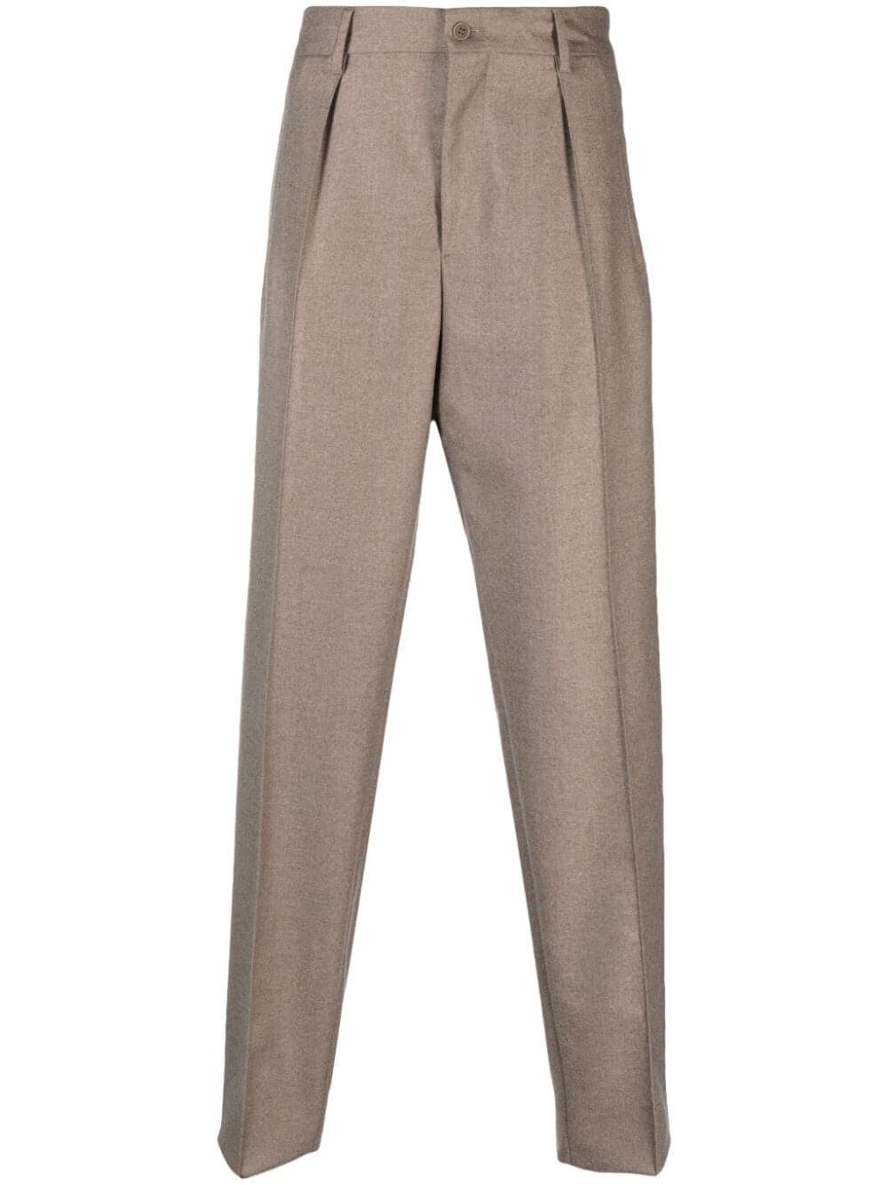 Giorgio Armani High-waist Cashmere Tapered Trousers In Grey