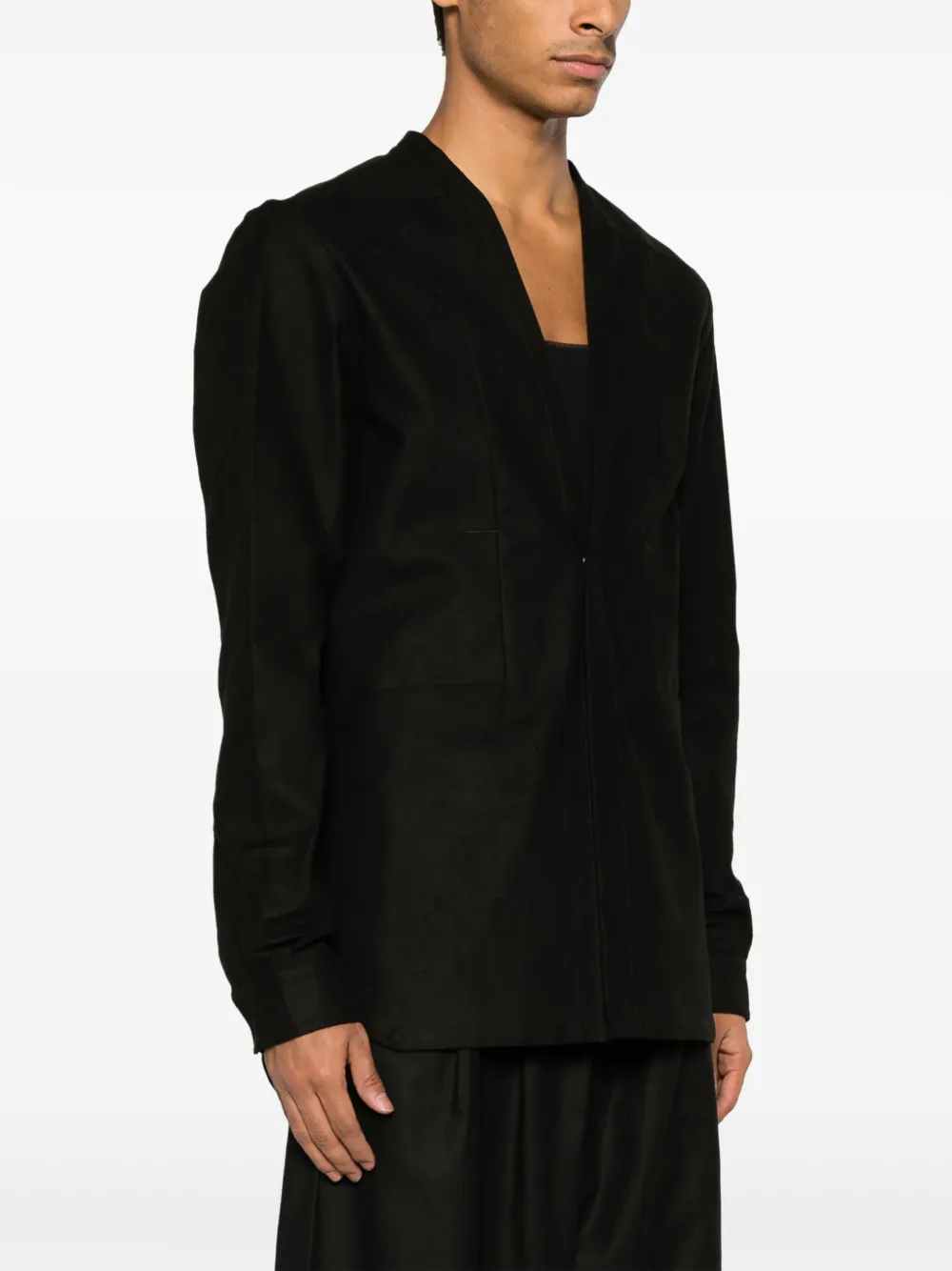 Shop Rick Owens Secret Larry V-neck Shirt Jacket In Black