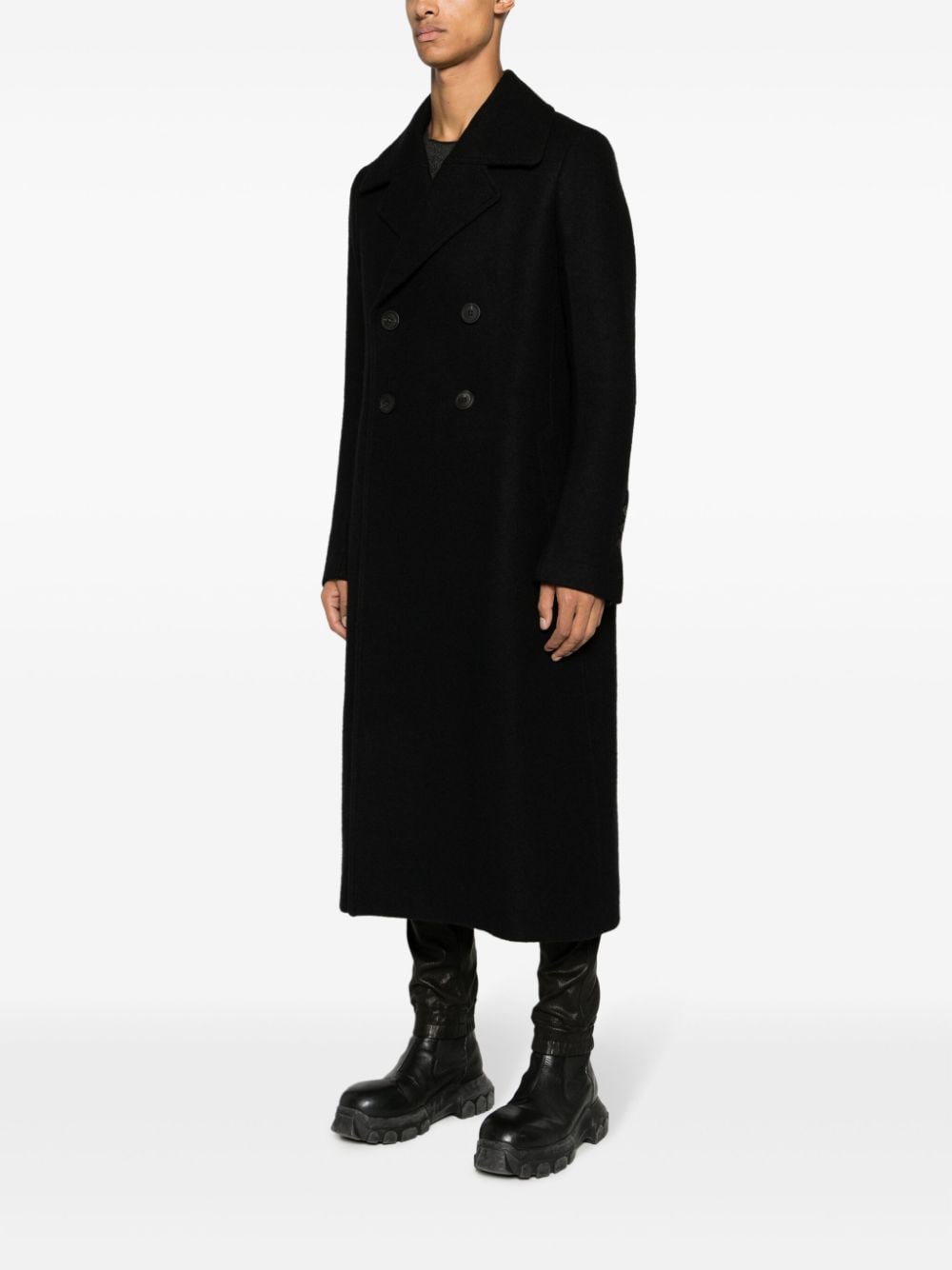Shop Rick Owens New Bell Virgin Wool Coat In Black