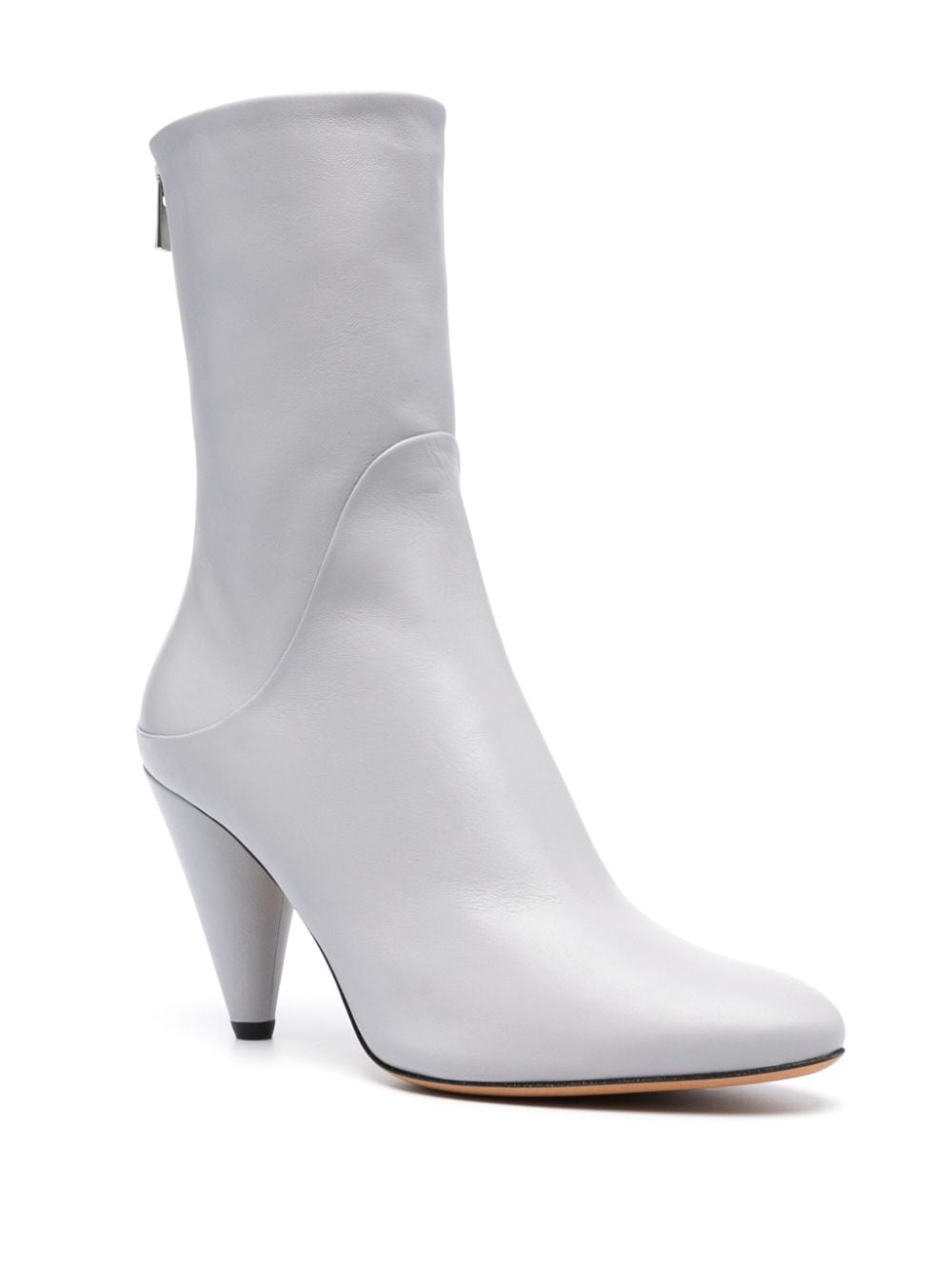 Shop Proenza Schouler Cone 95mm Leather Boots In Grey