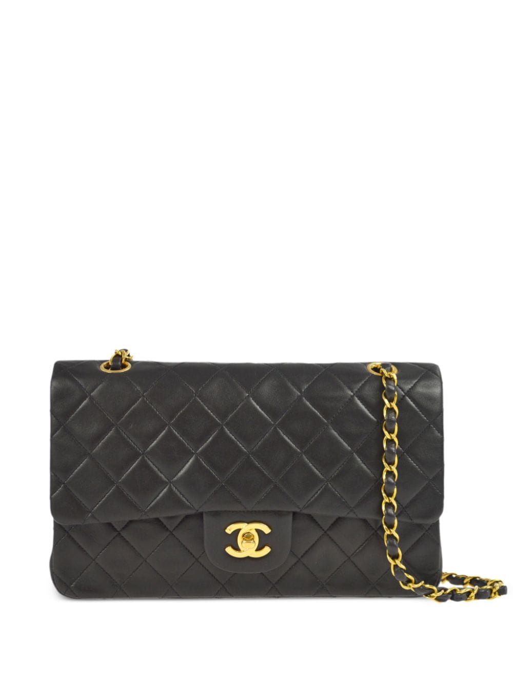 Pre-owned Chanel 1995 Medium Double Flap Shoulder Bag In Black
