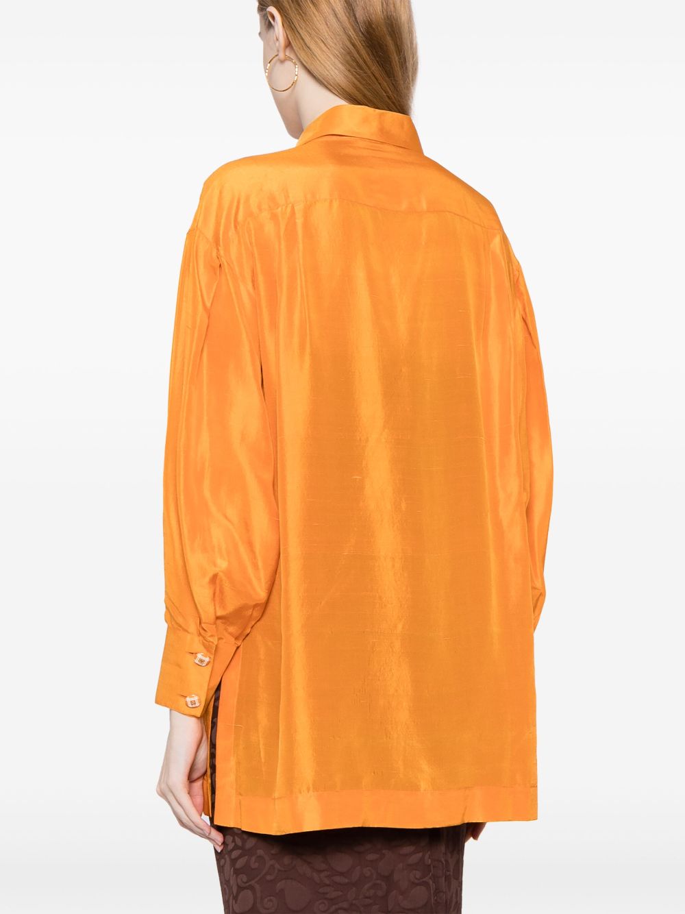 Pre-owned Chanel 1980-1990s Long-sleeve Silk Shirt In Orange