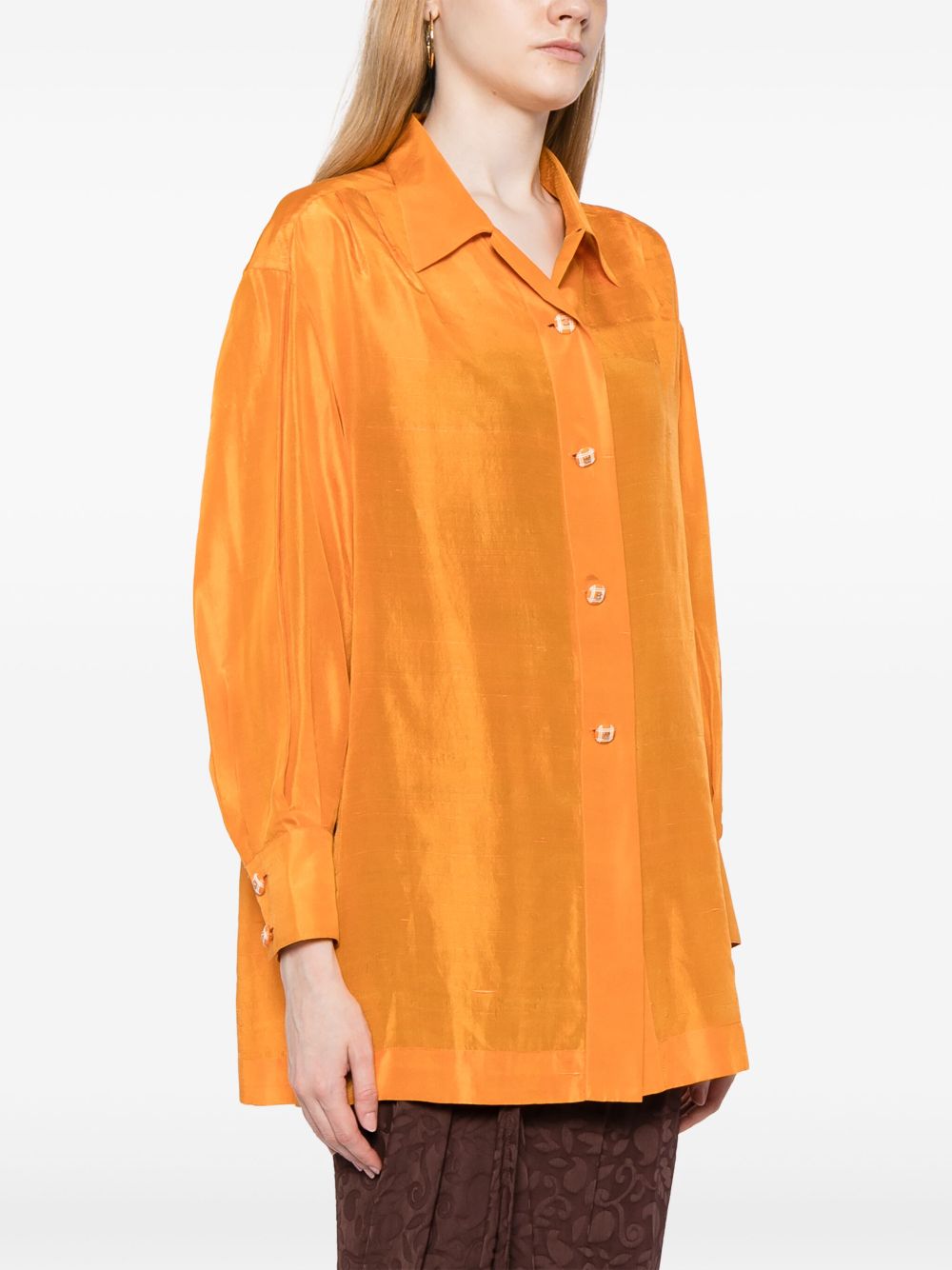 Pre-owned Chanel 1980-1990s Long-sleeve Silk Shirt In Orange