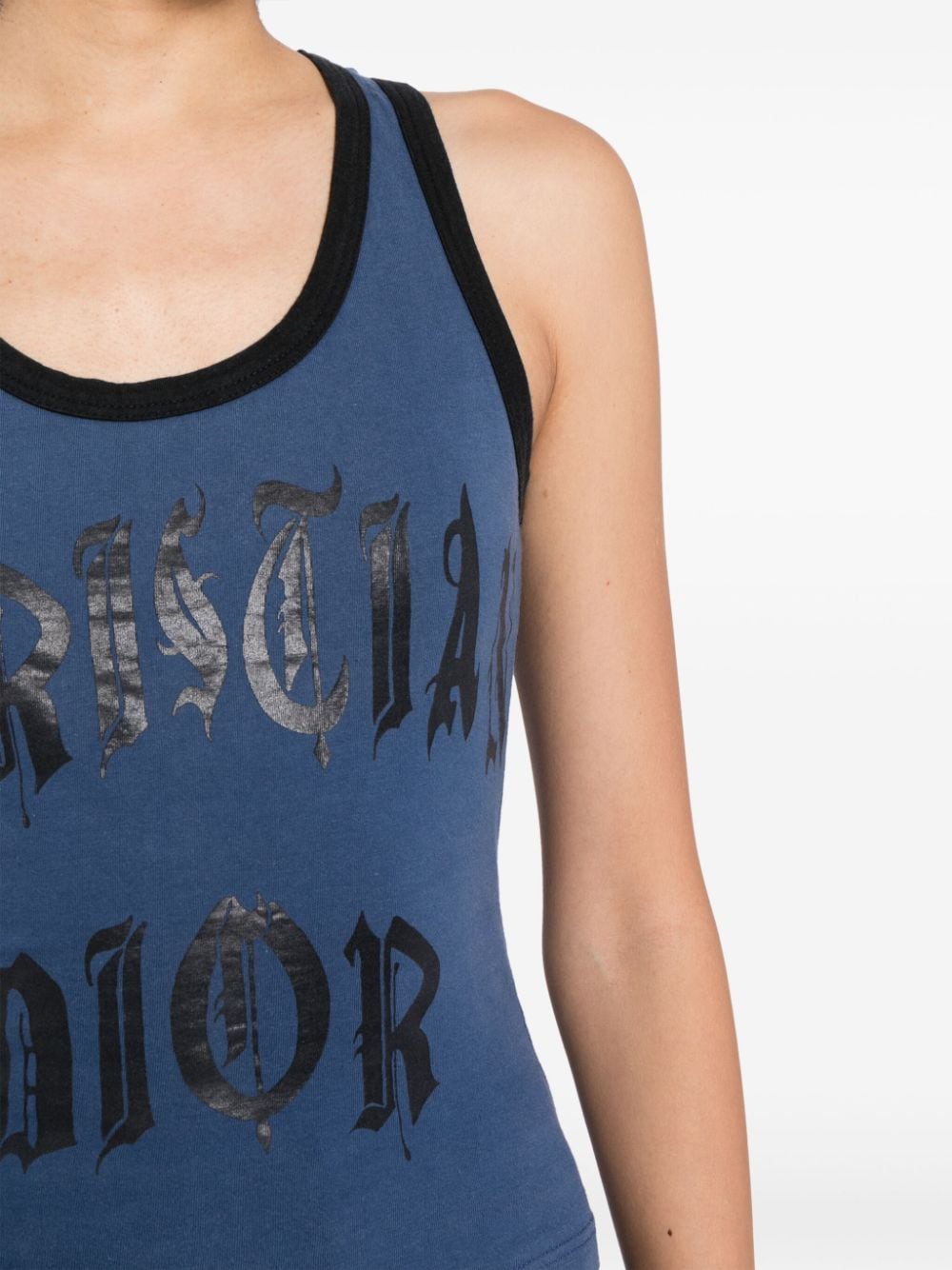 Pre-owned Dior 2002  Logo-print Cotton Tank Top In Blue