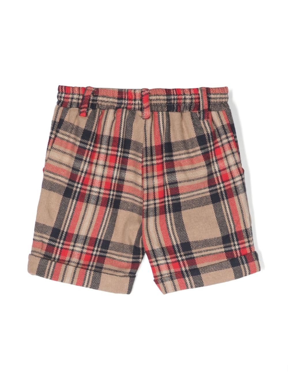 Shop Le Bebé Enfant Check-pattern Button-fly Shorts In Beige
