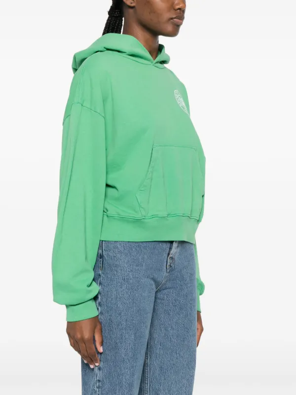 Sporty & Rich logo-print Jersey Hoodie | Green | FARFETCH